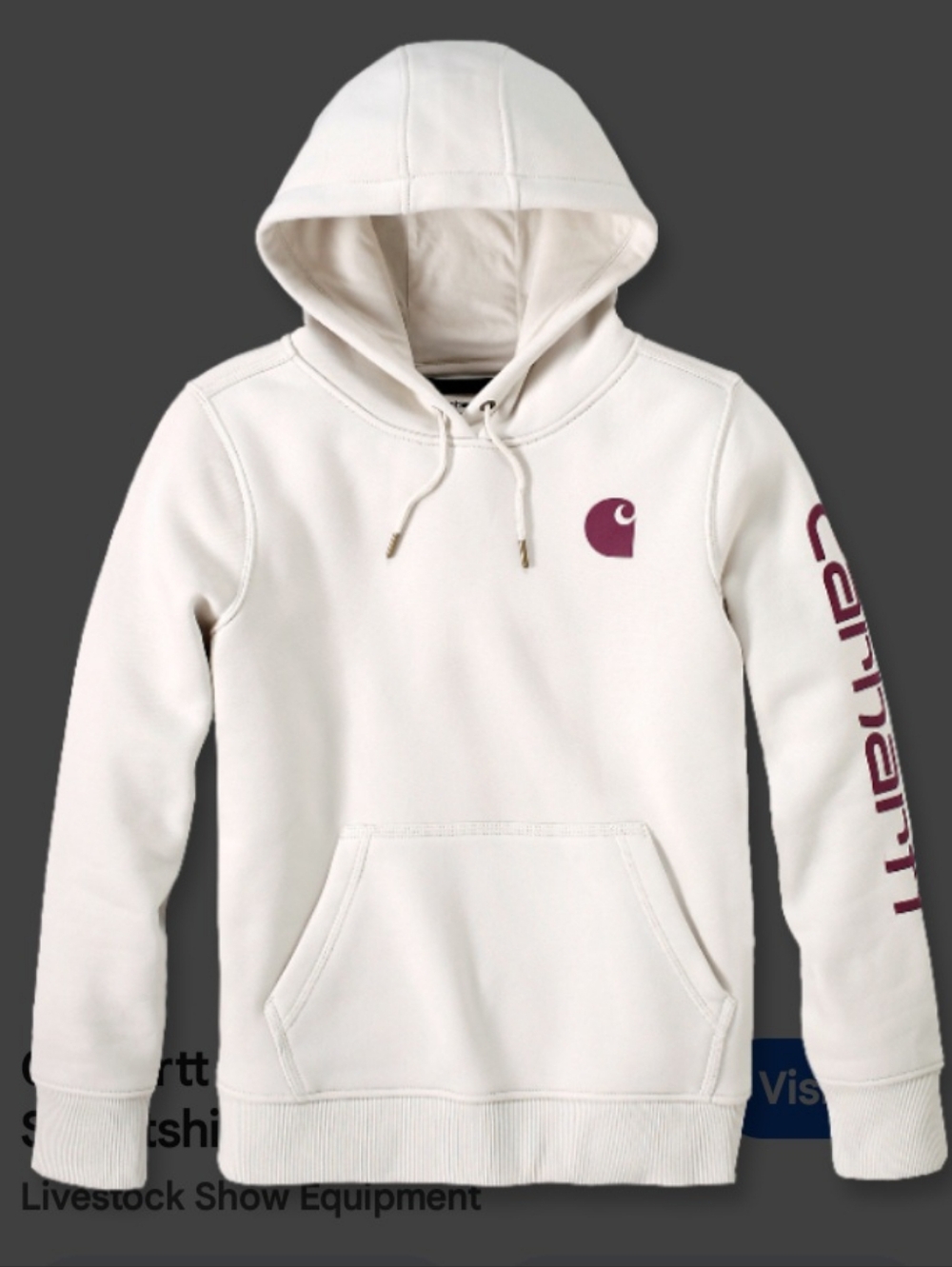 Carhartt WOMENS Cream Crewneck Hoodie with Purple/Wine Logo